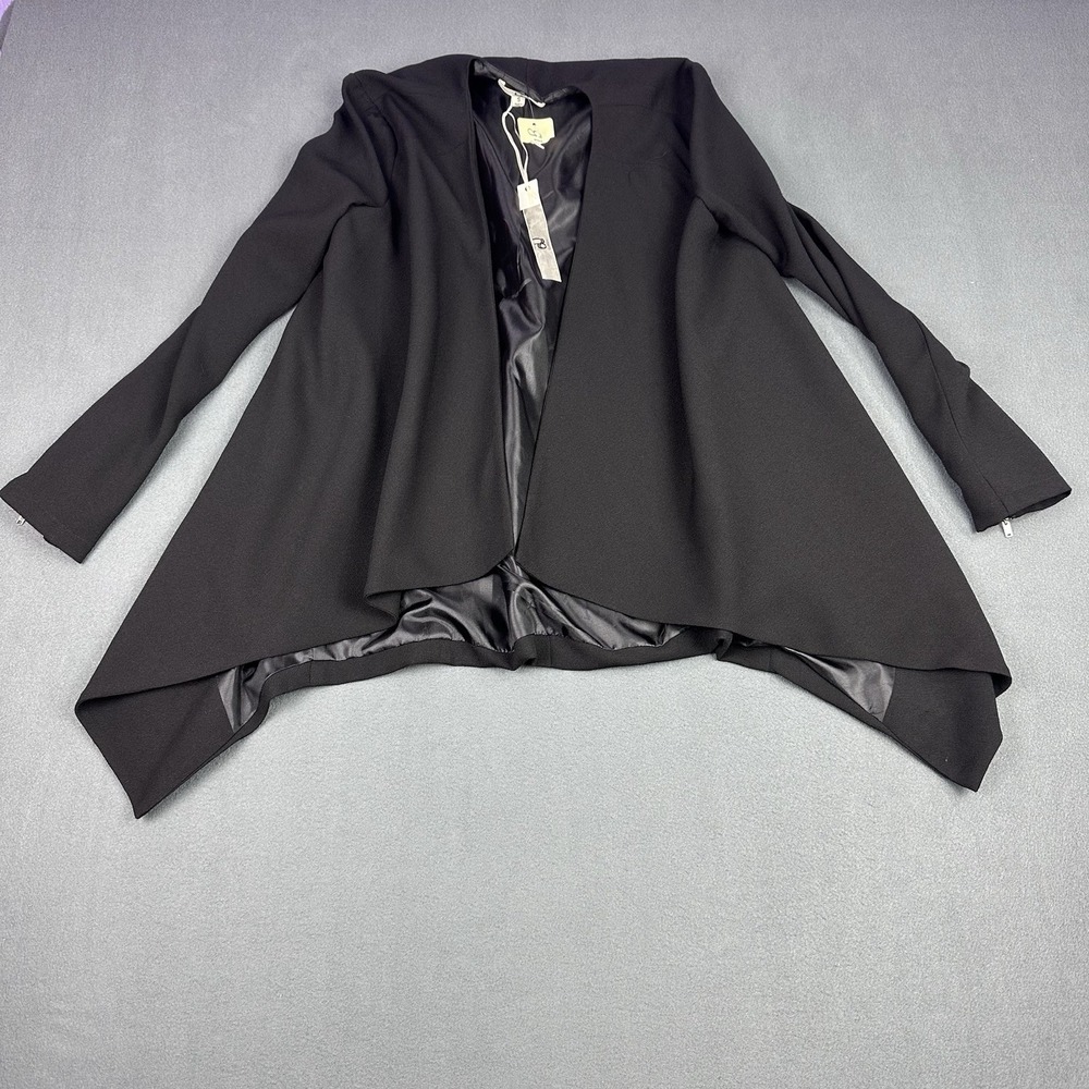 GB Los Angeles Women's Blazer Jacket Black Zip Sleeve Open Front Size S NWT